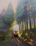 阿里山森林鐵道晨曦_The early morning sunlight on Alishan Forest Railway__賴英澤 繪